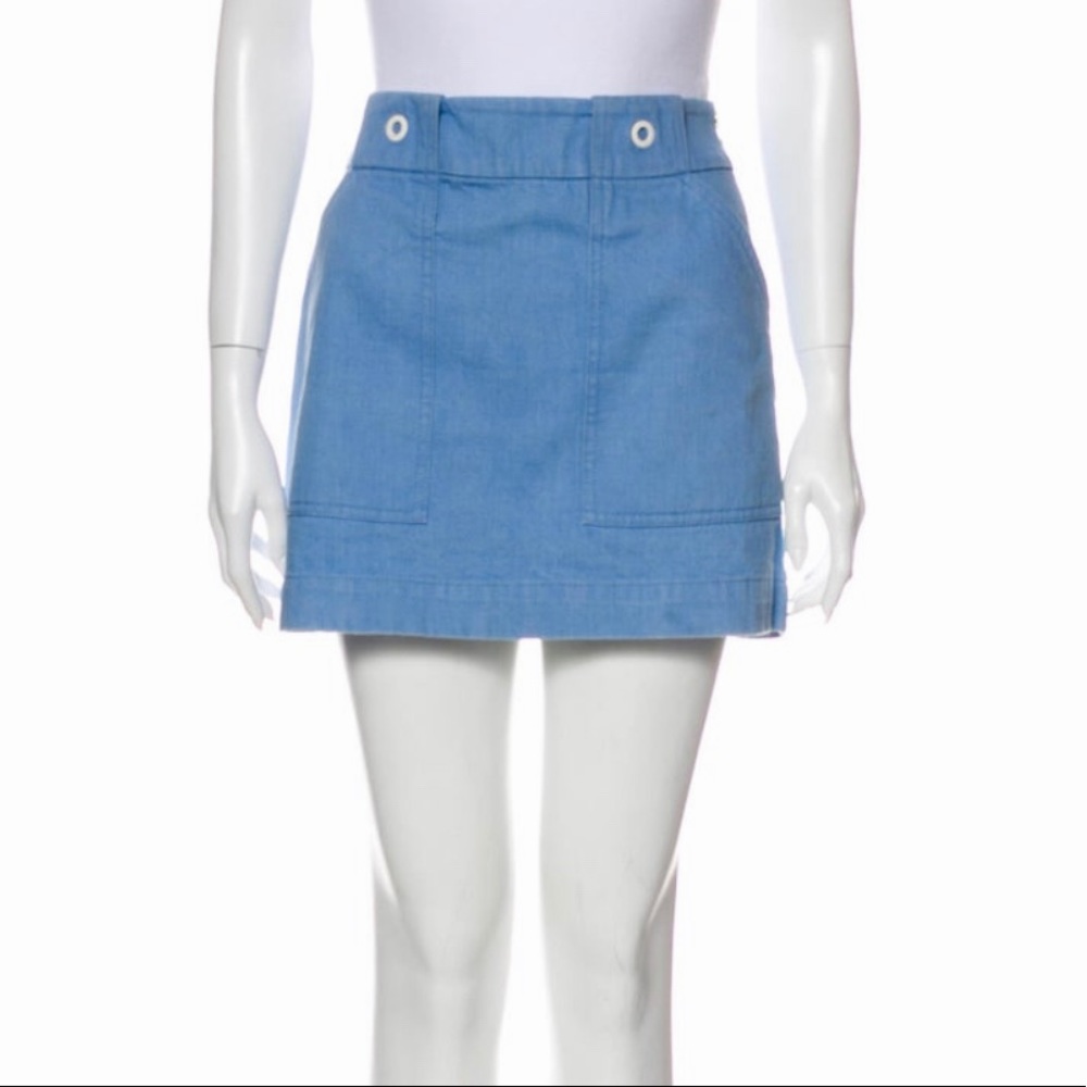RAG & BONE | Wades Grommet Light Blue Cotton Mini Skirt (XS) - Picture 4 of 7